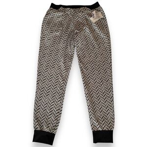 JOLT black white chevron jogger pants stretch waist size S NWT